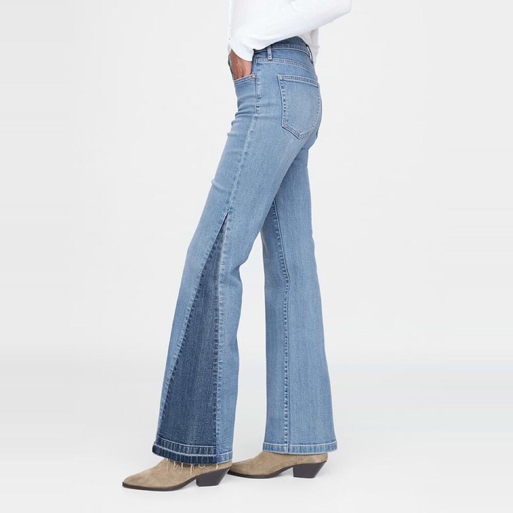 NEW GAP High Rise Patched '70s Flare Jeans sz 27